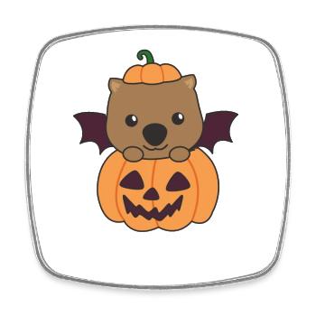 Wombat Happy Halloween Pumpkin Bat Costume - Square fridge magnet - white - Front