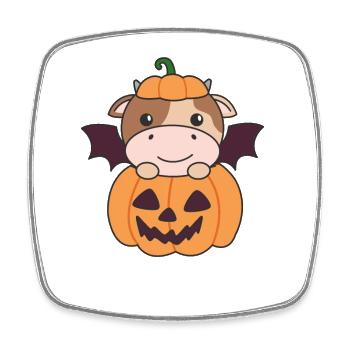 Cow Happy Halloween Pumpkin Bat Costume - Square fridge magnet - white - Front