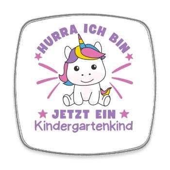 Hurra Ich Bin Jetzt Ein Kindergartenkind - Viereckiger Kühlschrankmagnet - Weiß - Vorne