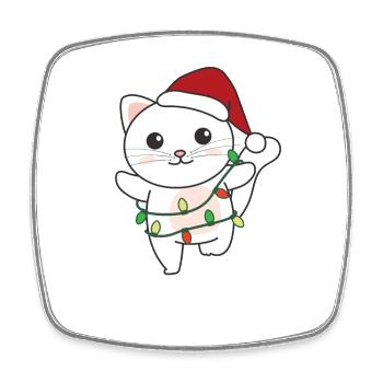 Katze Weihnachten Winter Tiere Katzen - Viereckiger Kühlschrankmagnet - Weiß - Vorne