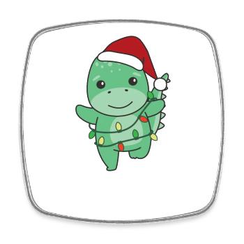 Dino Noël Animaux d’hiver Dinos - Magnet carré - blanc - Devant