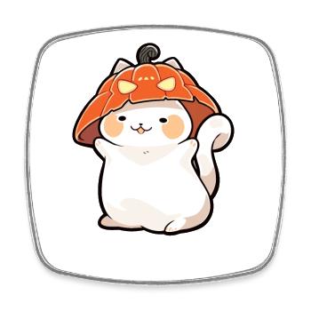 Chat Happy Halloween Costume de Citrouille - Magnet carré - blanc - Devant