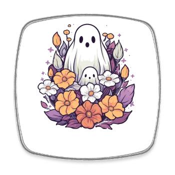 Halloween groovy Mama Geist Hippie Blumen Vintage - Viereckiger Kühlschrankmagnet - Weiß - Vorne