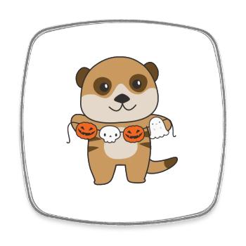 Suricate Joyeux Halloween Costume de Fantôme Citrouille - Magnet carré - blanc - Devant