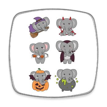 Elephant Halloween Devil Pumpkin Vampire Costume - Square fridge magnet - white - Front