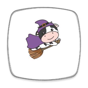 Cow Halloween Witch Kids Witch Costume - Square fridge magnet - white - Front