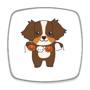 Australian Shepherd Happy Halloween Kürbis Geist - Viereckiger Kühlschrankmagnet - Weiß - Vorne