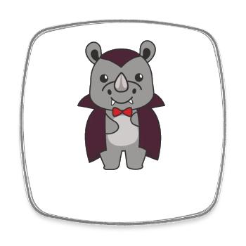 Rhinoceros Happy Halloween Cute Vampire Costume - Square fridge magnet - white - Front