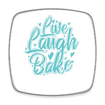 Live Laugh Bake Konditor Torte - Viereckiger Kühlschrankmagnet - Weiß - Vorne