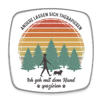 Frauchen Hund Gassi gehen Therapie Hundebesitzerin - Viereckiger Kühlschrankmagnet - Weiß - Vorne