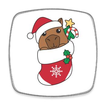 Capybara Weihnachten Schnee Winter Tiere Capybara - Viereckiger Kühlschrankmagnet - Weiß - Vorne