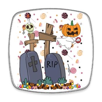 Halloween ghost, pumpkin Boo. - Square fridge magnet - white - Front