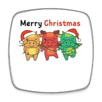 Dragon Christmas Winter Animals Dragon - Square fridge magnet - white - Front