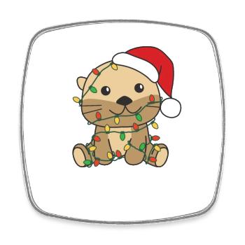 Otters Christmas Winter Animals Otters - Square fridge magnet - white - Front