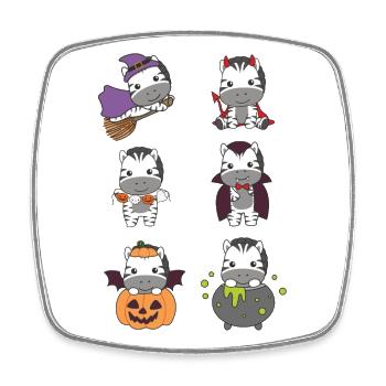 Zebra Halloween Devil Pumpkin Vampire Costume - Square fridge magnet - white - Front