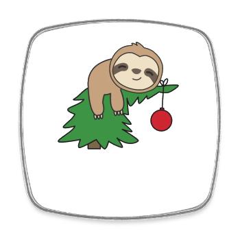 Merry Slothma's funny sloth Christmas tree - Square fridge magnet - white - Front