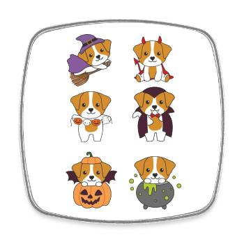 Jack Russell Halloween Devil Pumpkin Vampire - Square fridge magnet - white - Front
