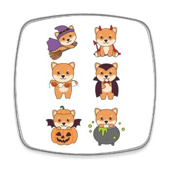 Shiba Inu Halloween Devil Pumpkin Vampire Costume - Square fridge magnet - white - Front