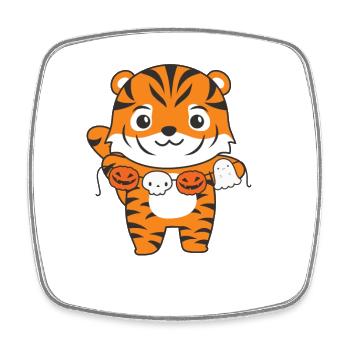 Tiger Happy Halloween Kürbis Geist Kostüm - Viereckiger Kühlschrankmagnet - Weiß - Vorne