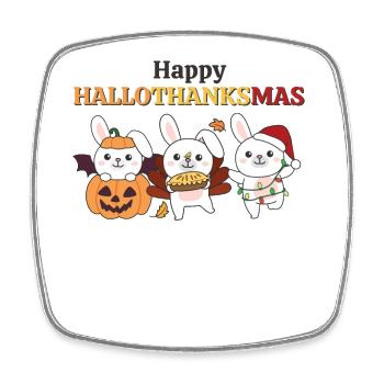 Happy Hallothanksmas Hase Weihnachts Hasen - Viereckiger Kühlschrankmagnet - Weiß - Vorne