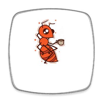 Ameise trinkt Kaffee fleißige Insekten - Viereckiger Kühlschrankmagnet - Weiß - Vorne