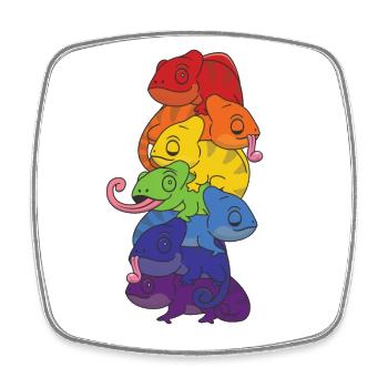 Rainbow Flag Pride LGBTQ Cute Chameleon Stack - Square fridge magnet - white - Front