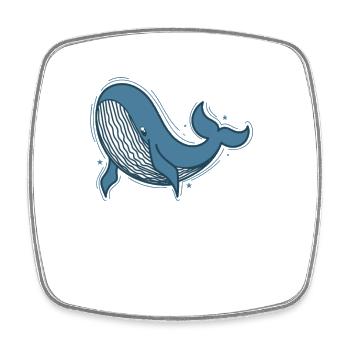 Rorqual bleu dans l’eau de mer - Magnet carré - blanc - Devant