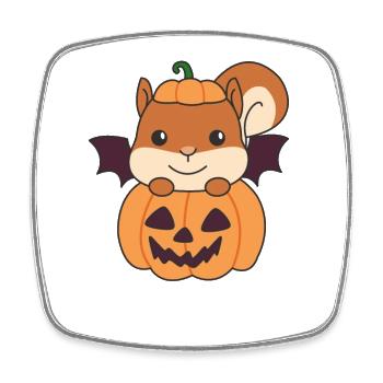 Squirrel Happy Halloween Pumpkin Bat - Square fridge magnet - white - Front
