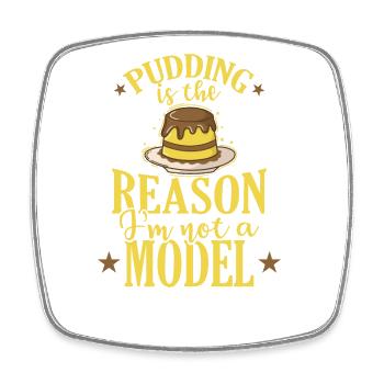 Pudding Dessert Süßspeise - Viereckiger Kühlschrankmagnet - Weiß - Vorne