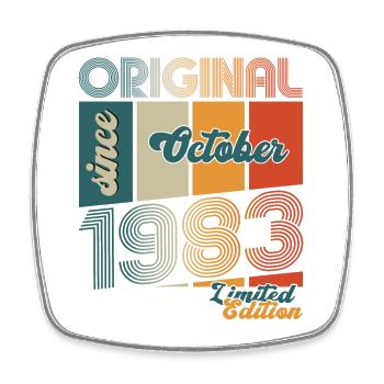 40. Geburtstag Geschenk Mann Oktober Jahrgang 1983 - Viereckiger Kühlschrankmagnet - Weiß - Vorne