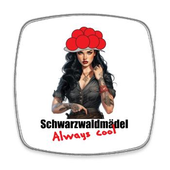 Schwarzwald Mädel Always Cool im Herzen des Walde - Viereckiger Kühlschrankmagnet - Weiß - Vorne