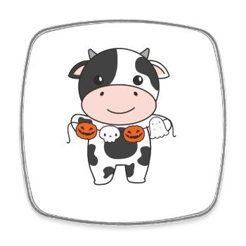 Cow Happy Halloween Pumpkin Ghost Costume - Square fridge magnet - white - Front