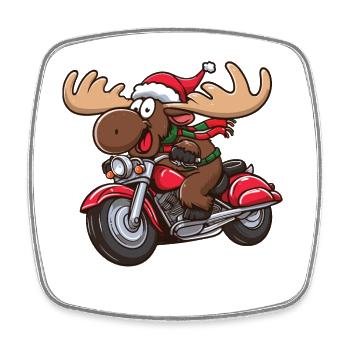 Orignal en tant que Père Noël conduisant une moto - Magnet carré - blanc - Devant