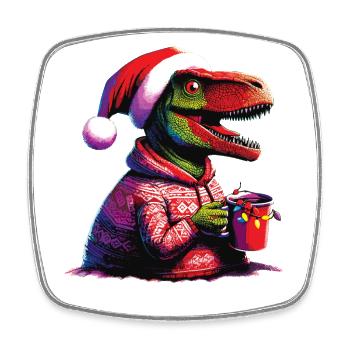 Dino boit du vin chaud - Magnet carré - blanc - Devant