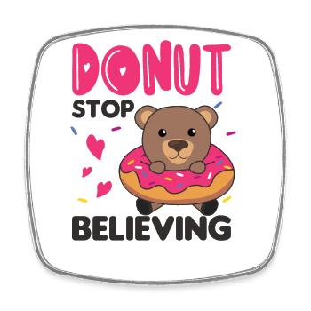 Süßer Bär lustige Tiere in Donut pink - Viereckiger Kühlschrankmagnet - Weiß - Vorne