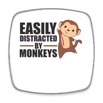 Facilement distrait par les singes - singe mignon - Magnet carré - blanc - Devant