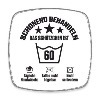 Schonend behandeln das Schätzchen ist 60 - Viereckiger Kühlschrankmagnet - Weiß - Vorne
