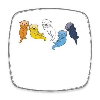 Aroace Flag Pride LGBTQ Cute Otter - Square fridge magnet - white - Front