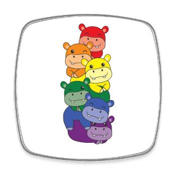 Regenbogen Hippo süße bunte Hippo für Kinder - Viereckiger Kühlschrankmagnet - Weiß - Vorne