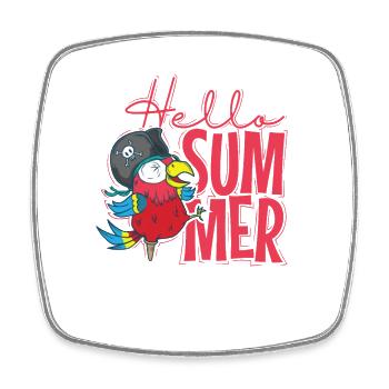 Bonjour l’été Perroquet Pirate Animal Oiseau - Magnet carré - blanc - Devant