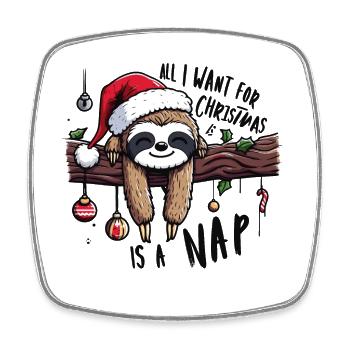 Faultier Sloth All I want for Christmas is a nap - Viereckiger Kühlschrankmagnet - Weiß - Vorne