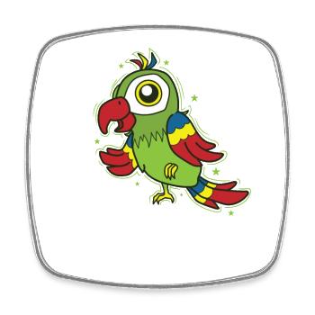 Perroquet debout sur un oiseau - Magnet carré - blanc - Devant
