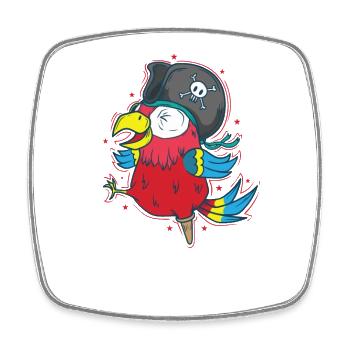 Perroquet, Pirate, Oiseau, Parlant, Animal - Magnet carré - blanc - Devant