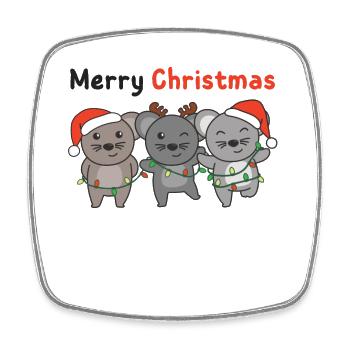 Souris, Noël, Hiver, Animaux, Souris - Magnet carré - blanc - Devant