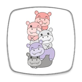 Cupioromantic Flag Pride LGBTQ Cute Hippo - Square fridge magnet - white - Front