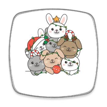Bunny Christmas Tree Funny Animal Christmas - Square fridge magnet - white - Front