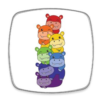 Regenbogen Flag Pride LGBTQ süßer Hippo Stapel - Viereckiger Kühlschrankmagnet - Weiß - Vorne