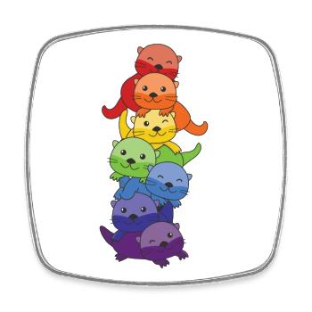 Drapeau arc-en-ciel fierté LGBTQ mignon loutre pile - Magnet carré - blanc - Devant