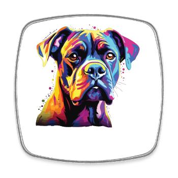 Watercolor Colorful Boxer - Square fridge magnet - white - Front