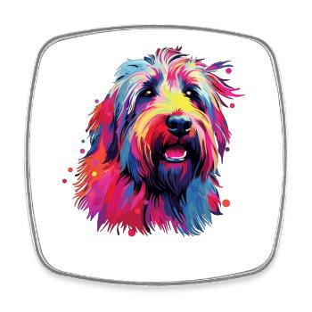 Aquarelle coloré Bearded Collie - Magnet carré - blanc - Devant